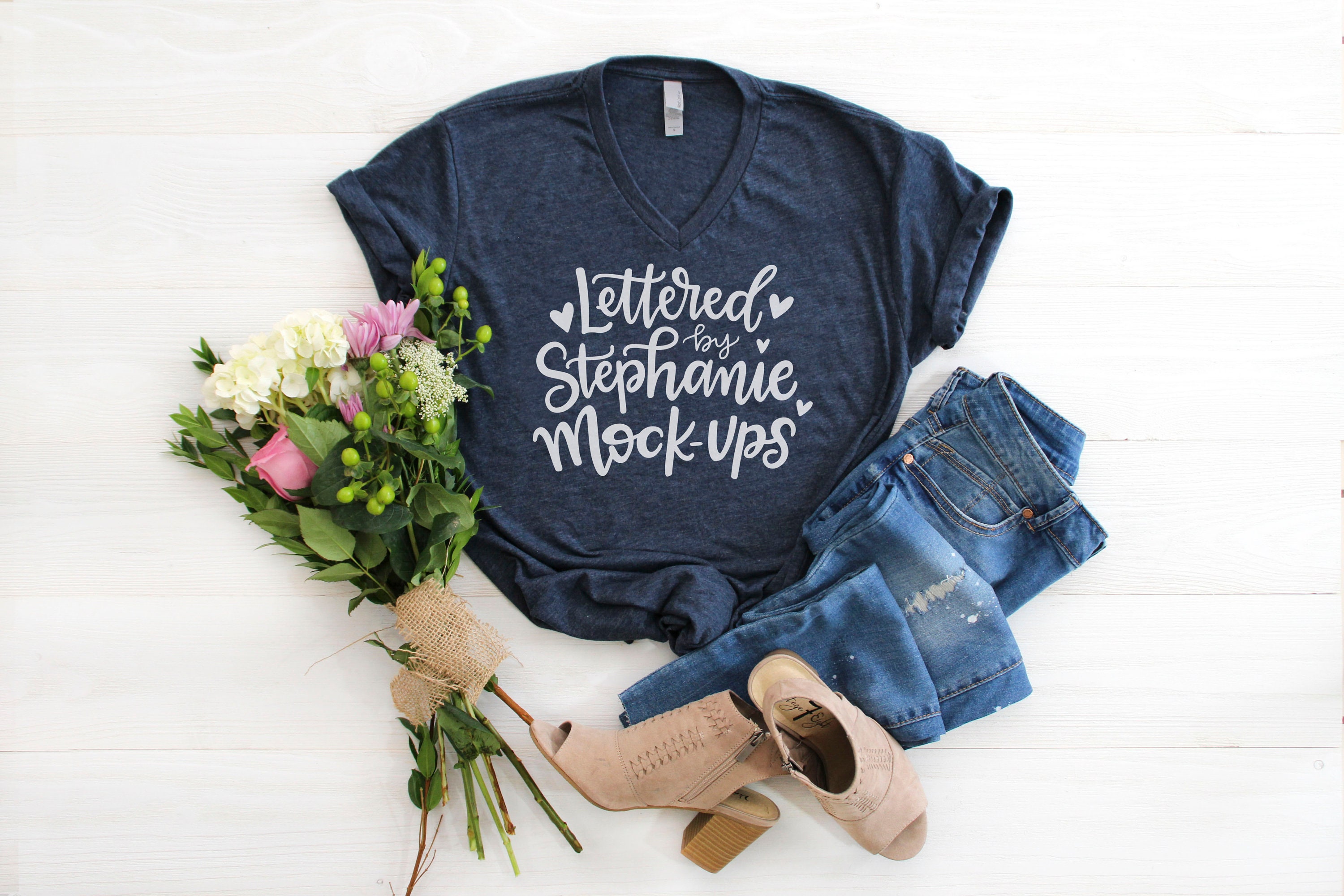 Download V-neck Vintage navy Next Level Shirt Mockup T-Shirt Mock ...