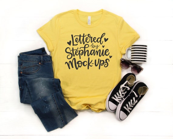 Download Bella Canvas Yellow T Shirt Mockup Unisex Shirt Mock Up Etsy PSD Mockup Templates