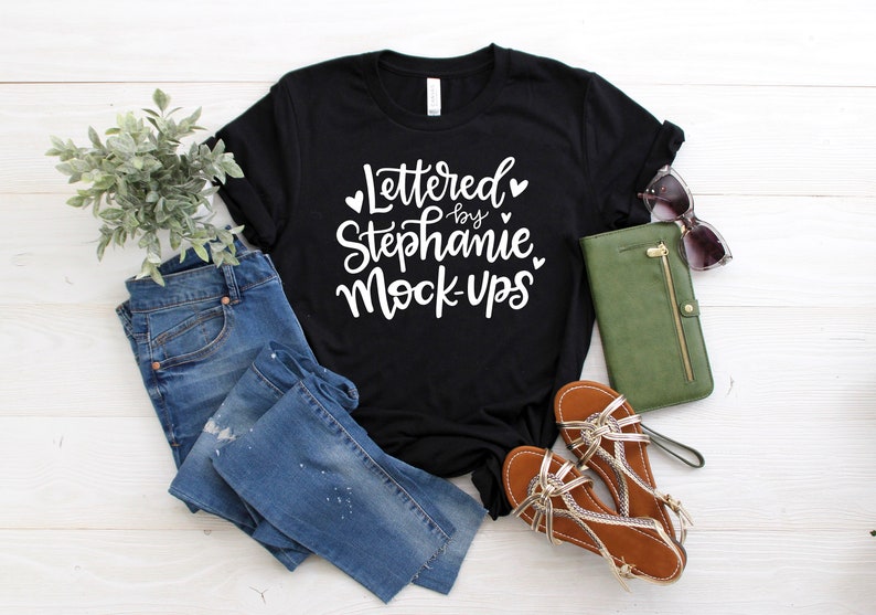Download Bella Canvas 3001 Solid Black Blend T-Shirt Mock Up Womens ...