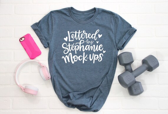 Crew Neck No Tag Heather Slate T Shirt Mock Up Feminine Etsy