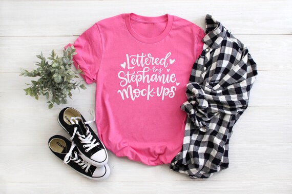 T Shirt Mock Up Flat Lay Pink Shirt Without Tag Graphic Tee Etsy