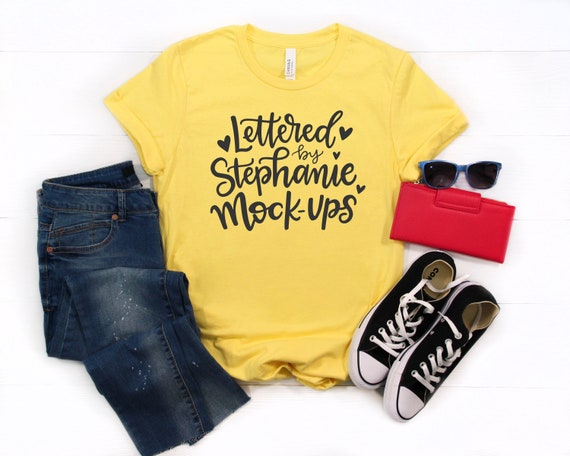 Download Yellow T Shirt Mockup Unisex Shirt Mock Up Tshirt Mock Up Etsy