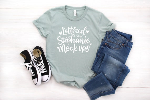 Bella Canvas 3001 Dusty Blue T Shirt Mock Up Shirt Flat Etsy