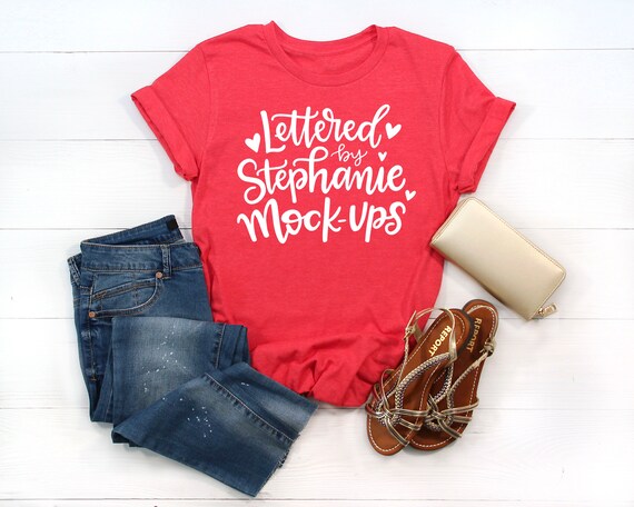 Download Shirt Mockup Bella Canvas 3001 Mockup Red Shirt Mock Up Etsy