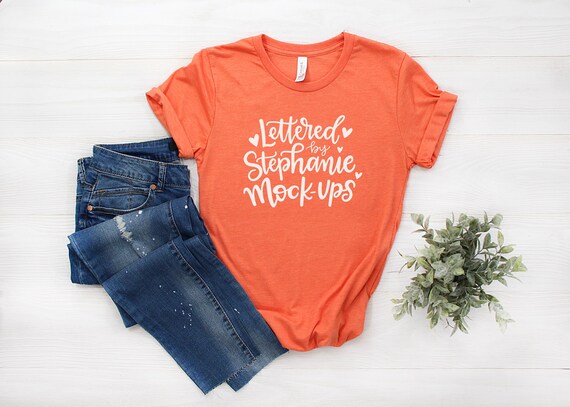 Bella Canvas 3001 Heather Orange T Shirt Mock Up Shirt Etsy