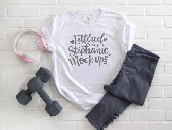 Bella Canvas 3001 Solid White T Shirt Mock Up Work Out Etsy