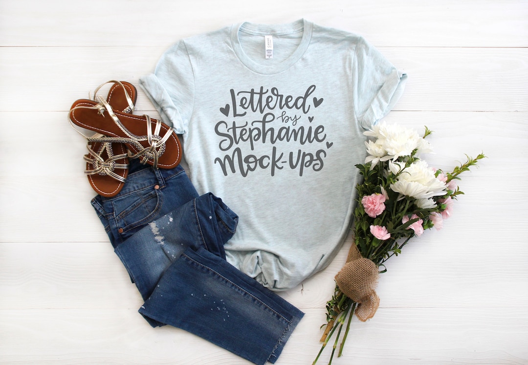 Bella Canvas 3001 Heather Prism Ice Blue T-shirt Mock up - Etsy