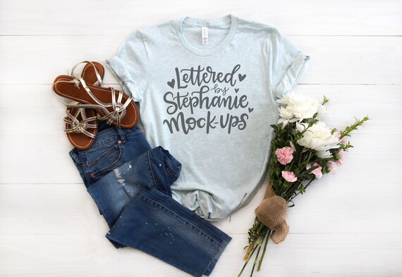 Download Bella Canvas 3001 Heather Prism Ice Blue T Shirt Mock Up Etsy
