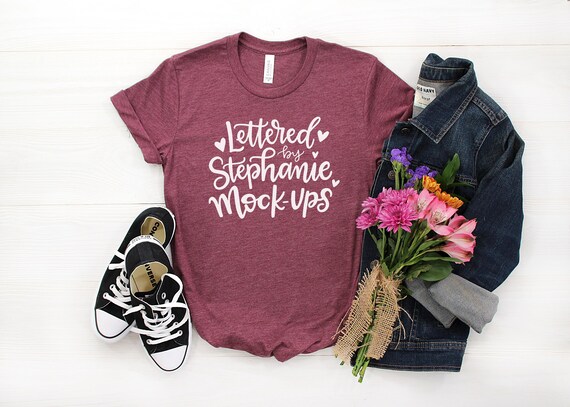 Bella Canvas 3001 Maroon Tri Blend T Shirt Mock Up Etsy