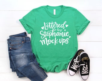 Bella Canvas 3001 Mockup | Shirt Mockup | Green Shirt Mock up | Flat Lay Mock up | Digital Mockup | T shirt Mock up | Women's Flat Lay
