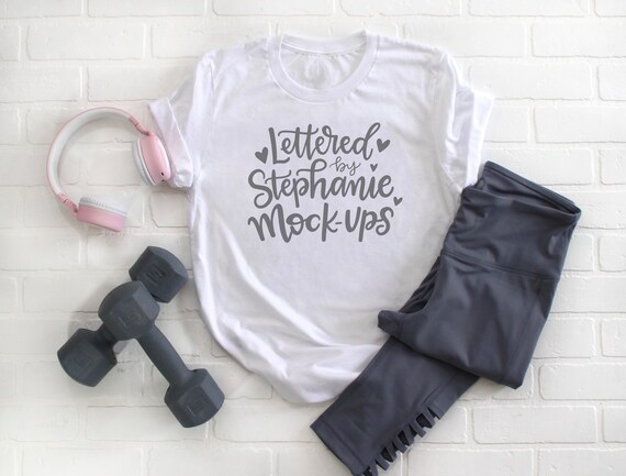 Crew Neck No Tag Solid White T Shirt Mock Up Work Out Etsy