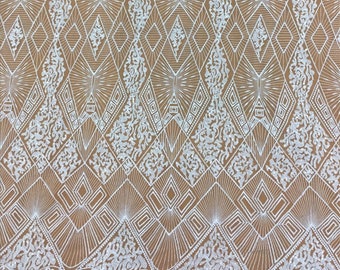 Gestickte Pailletten-Spitzen-Gewebe: Geometrische Brautkleid Schleier