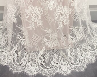Soft Eyelash Lace Fabric for Wedding Dress/ Bridal Gown, Veil Lace French Lace Fabric, Mesh French Lace Fabric 3 Meters