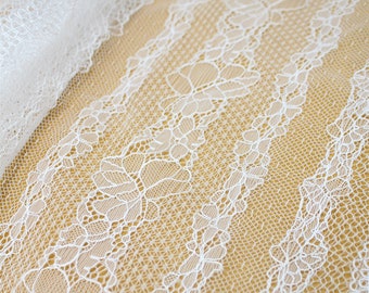 3 Meters French Lace Fabric Chantilly Lace Veil Bridal Lace Lining Lace Wedding Dress Fabric Mesh Lace Eyelash Floral Lace Fabric