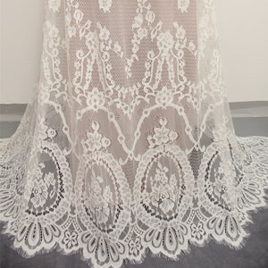 3 Meter French Lace Stoff, Royal Chantilly Wimpern Spitze Stoff, Dessous Spitze, Schleier Spitze Stoff, Braut Spitze Stoff