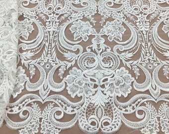 3D Beaded Lace Fabric: Vintage Wedding Dress Tulle with Sequins
