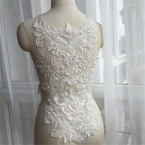 3D Pearl Beaded Lace Applique: Heavy Embroidery Bridal Gown Embellishment