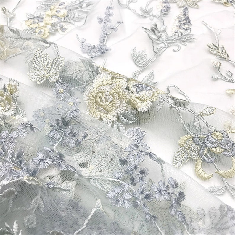 Evening Gown Fabric Tulle Embroidered Lace Fabric For Prom Dress Guipure Lace Fabric By The Yard New Floral Lace Fabric