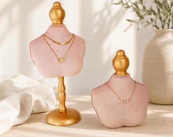 Elegant Pink Jewelry Display Stand: Necklace Holder Mannequin, Bust Model Display