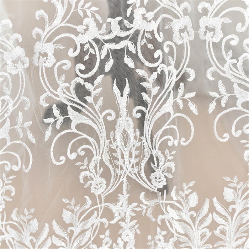 Luxury Sequin Lace Fabric Sequin Embroidered Lace Wedding Etsy