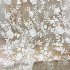 Elegant Floral Lace Fabric Tulle Embroidery Lace Fabric Wedding Dress Fabric Bridal Lace Sequin Lace Fabric By The Yard