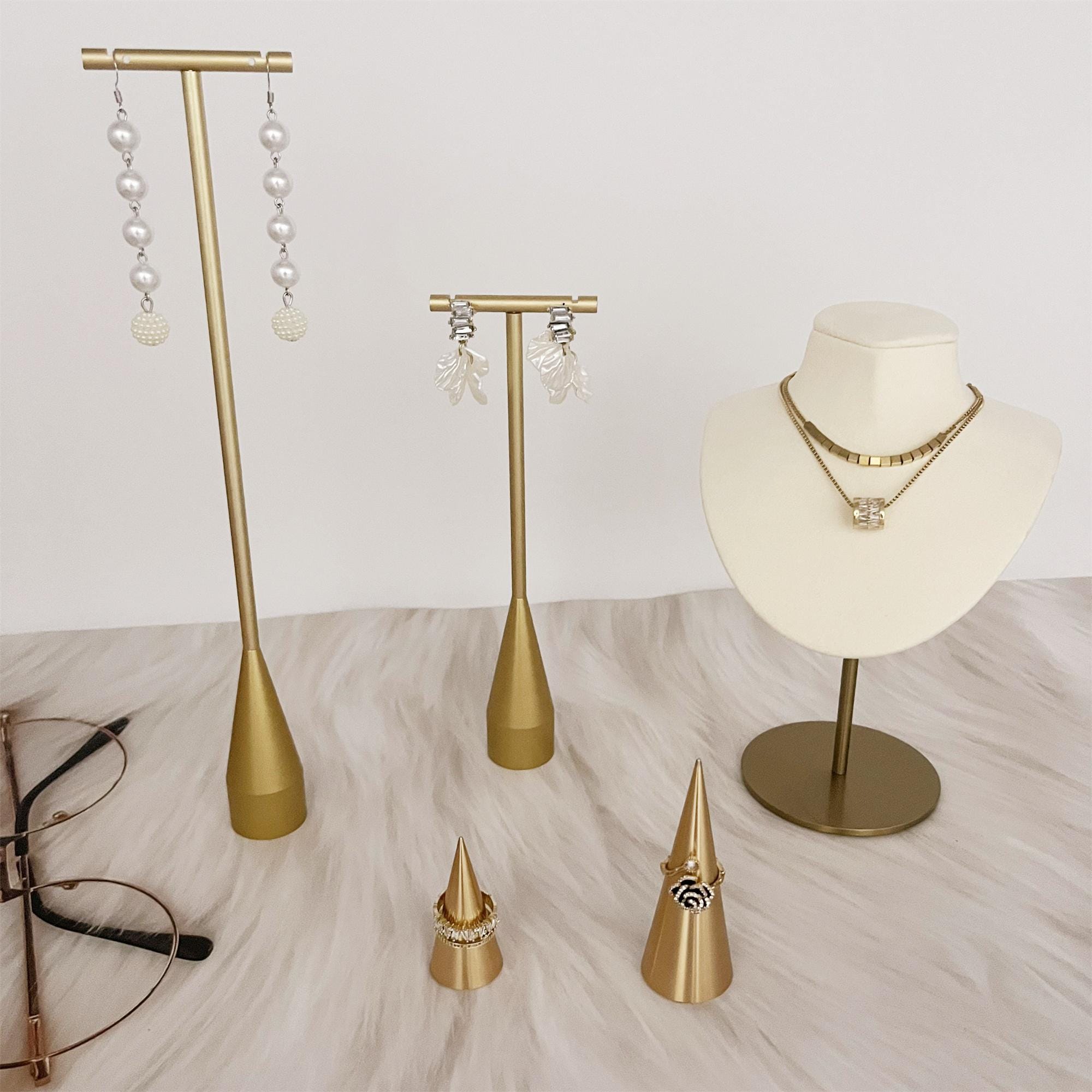 Gold Retail Earring Display Stands Gold Jewelry Display Set