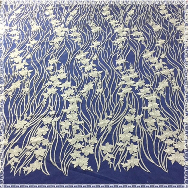 Exquisite Floral Embroidery Lace Fabric 3D Flower Lace Fabric Wedding Dress Fabric By The Yard 3D Guipure Bridal Lace Fabric