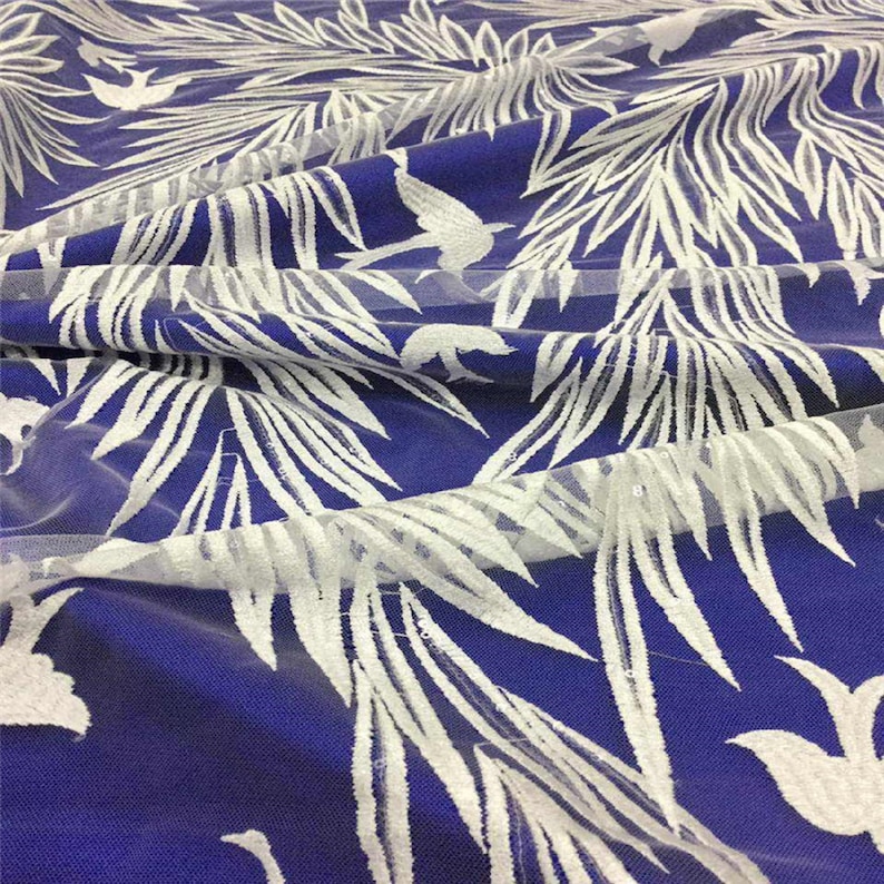 Soft French Lace Fabric By The Yard Tulle Guipure Lace Fabric for Bridal Wedding Dress Exquisite Embroidery Lace Fabric with Bird