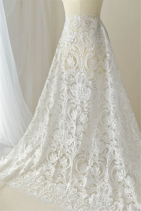 Beaded Lace Fabric: Tulle Embroidery, Elegant Bridal Wedding Dress