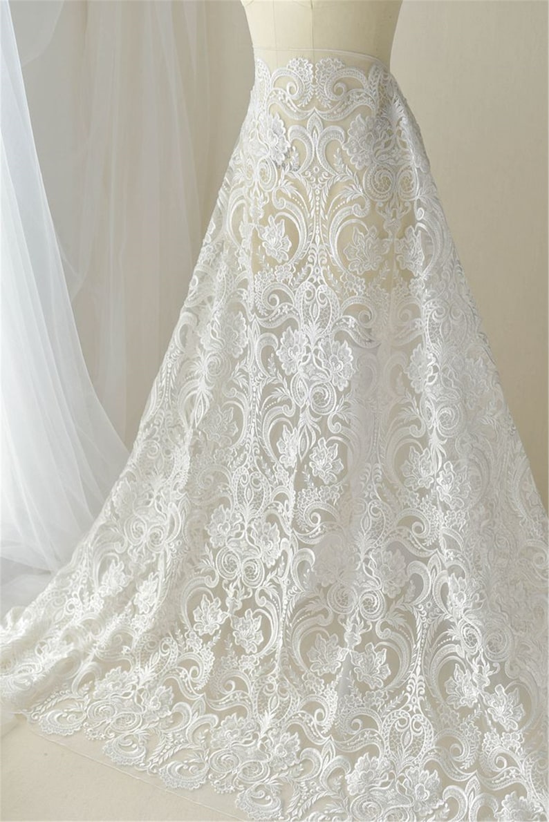 Beaded Lace Fabric: Tulle Embroidery, Elegant Bridal Wedding Dress image 1