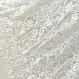 Beaded Lace Fabric: Tulle Embroidery, Elegant Bridal Wedding Dress image 10