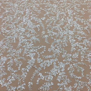 Beaded Embroidered Lace Fabric: Floral Tulle Bridal Lace