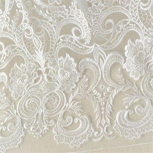 Beaded Lace Fabric: Tulle Embroidery, Elegant Bridal Wedding Dress image 8