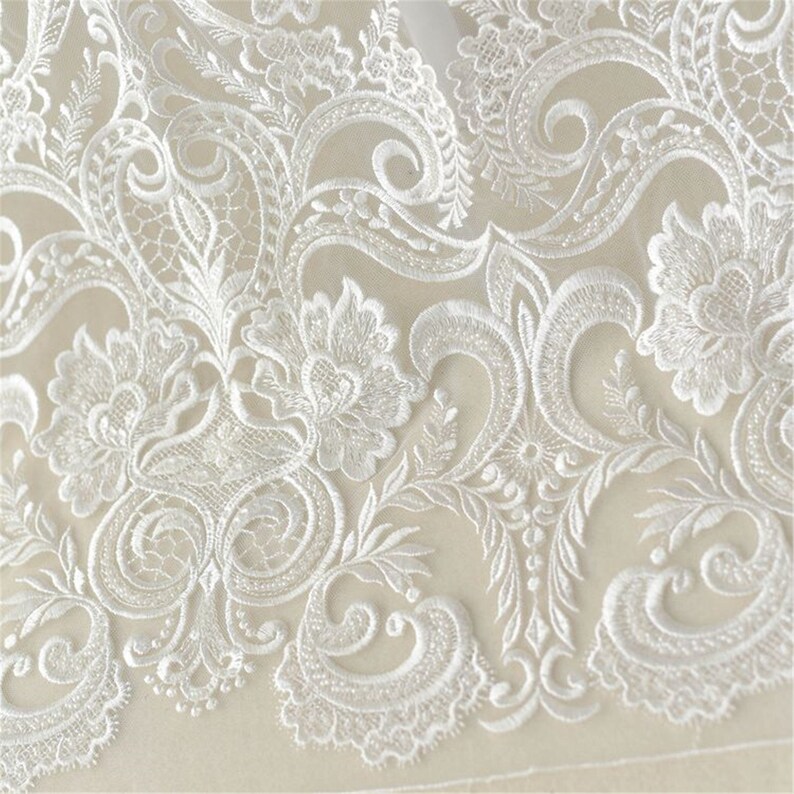 Beaded Lace Fabric: Tulle Embroidery, Elegant Bridal Wedding Dress image 8