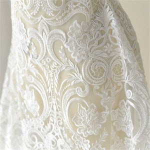 Beaded Lace Fabric: Tulle Embroidery, Elegant Bridal Wedding Dress image 7