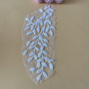 3D Beaded Lace Applique, Bridal Dress Applique Embroidery Sewing Lace Patch Appliques, Beaded Lace Applique, Floral Bodice Lace By Piece