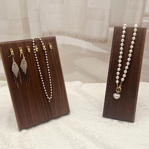 Solid Walnut Necklace Stand Earring Holder Necklace Hanger Jewelry Display Rack Organizer Jewelry Display Frame Store Fair Wedding Decor