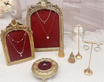 Vintage-Stil Goldrahmen Schmuck Display Set: Ring Cone, Ohrringhalter