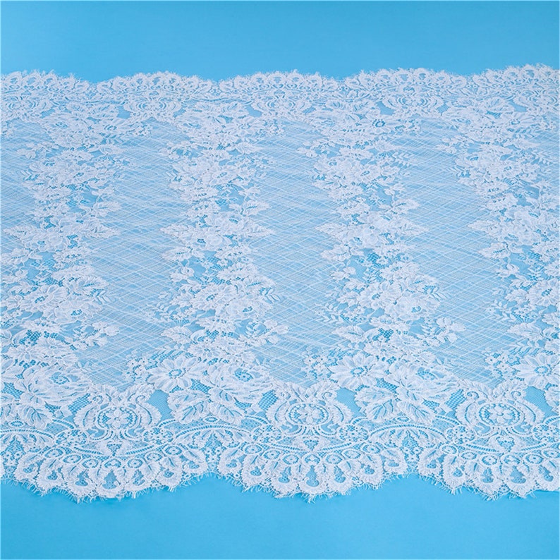 3 Meter Exquisite French Floral Lace Fabric Mesh Chantilly Lace Fabric for Wedding Bridal Dress Tulle Alencon Flower Lace Fabric