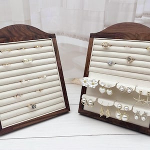 Luxury Walnut Jewelry Display Jewelry Stand Ring Display Holder Necklace Display Stand Earring Display Holder for Craft Show Gift For Her