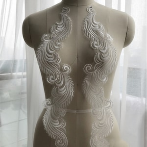 Embroidered Guipure Lace Appliques: Bridal Dress Patches (1 Pair)