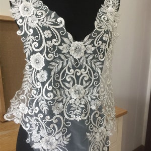 Beaded Sequin Lace Applique: Off-White Embroidery Bridal Bodice