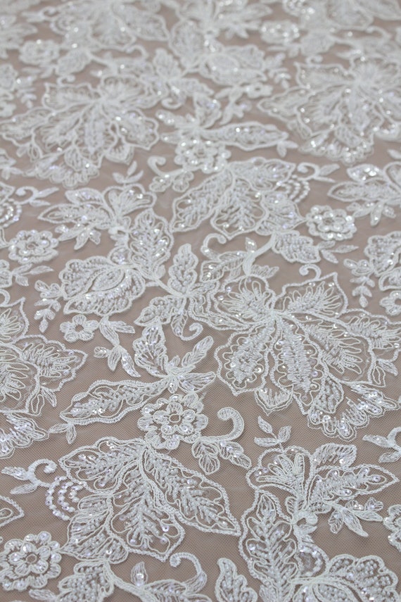 buy beaded lace fabric online