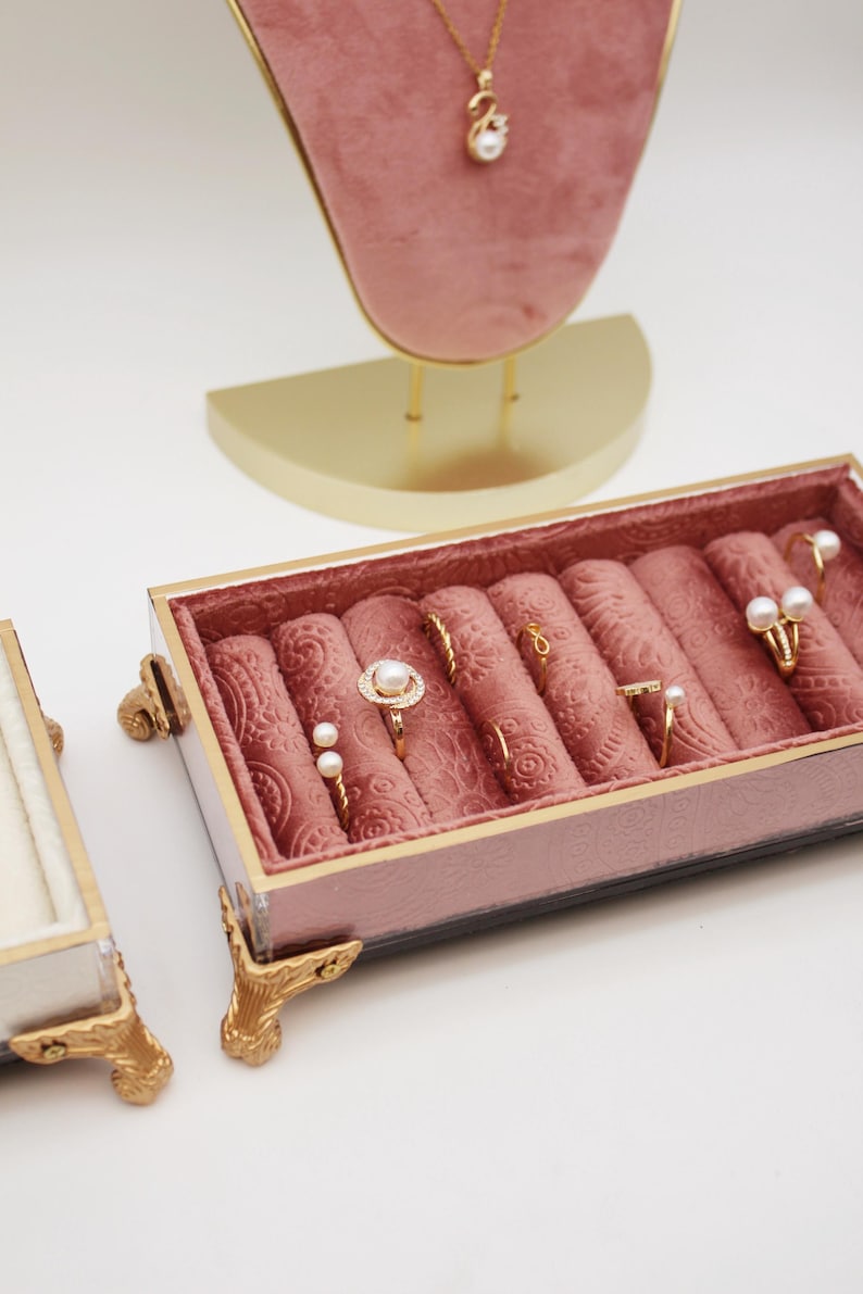 Luxury Suede Jewelry Display Stand, Earring Holder, Ring Stand ...