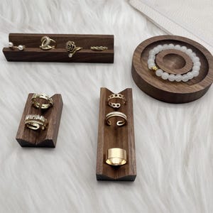 Espositore per anelli di fidanzamento in noce, espositore per orecchini e braccialetti, organizzatore per braccialetti, stile vintage, per fotografia di matrimonio, accessorio per gioielli