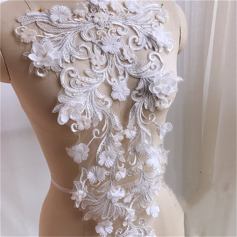 Elegant 3D Lace Applique Heavy Embroidered Bodice Lace Etsy