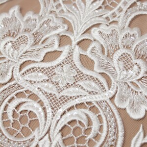 Beaded Lace Fabric: Tulle Embroidery, Elegant Bridal Wedding Dress image 3
