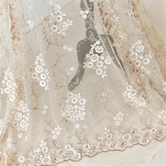 Exquisite Floral Embroidery Lace Fabric 3D Flower Lace Fabric Wedding Dress Fabric By The Yard 3D Guipure Bridal Lace Fabric