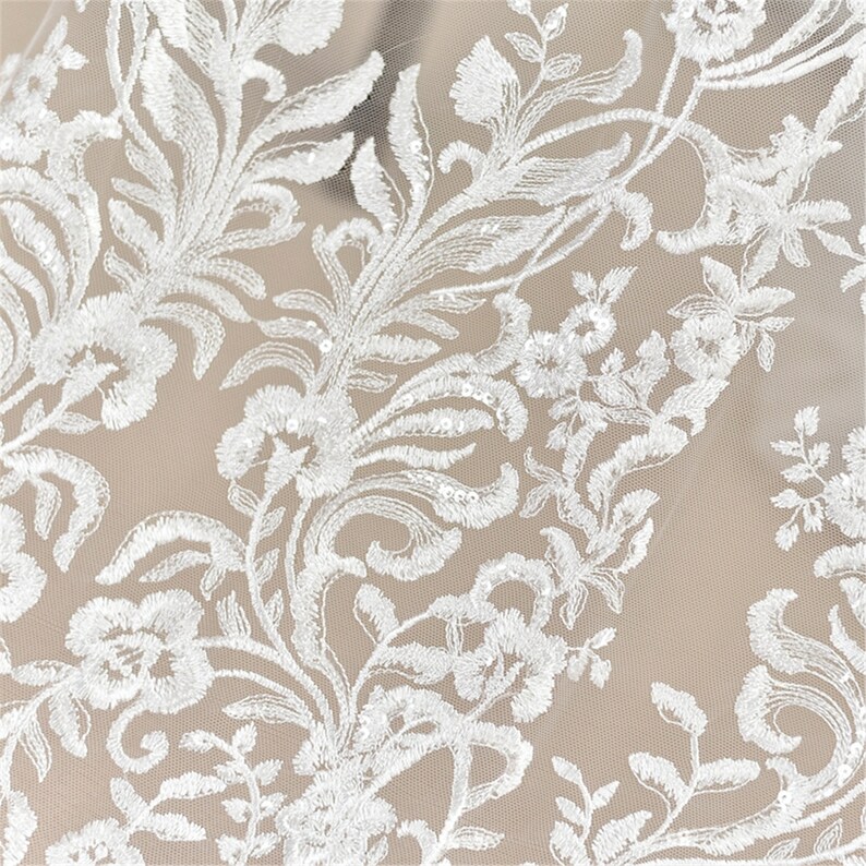 Luxury Sequin Lace Fabric Sequin Embroidered Lace Wedding Etsy