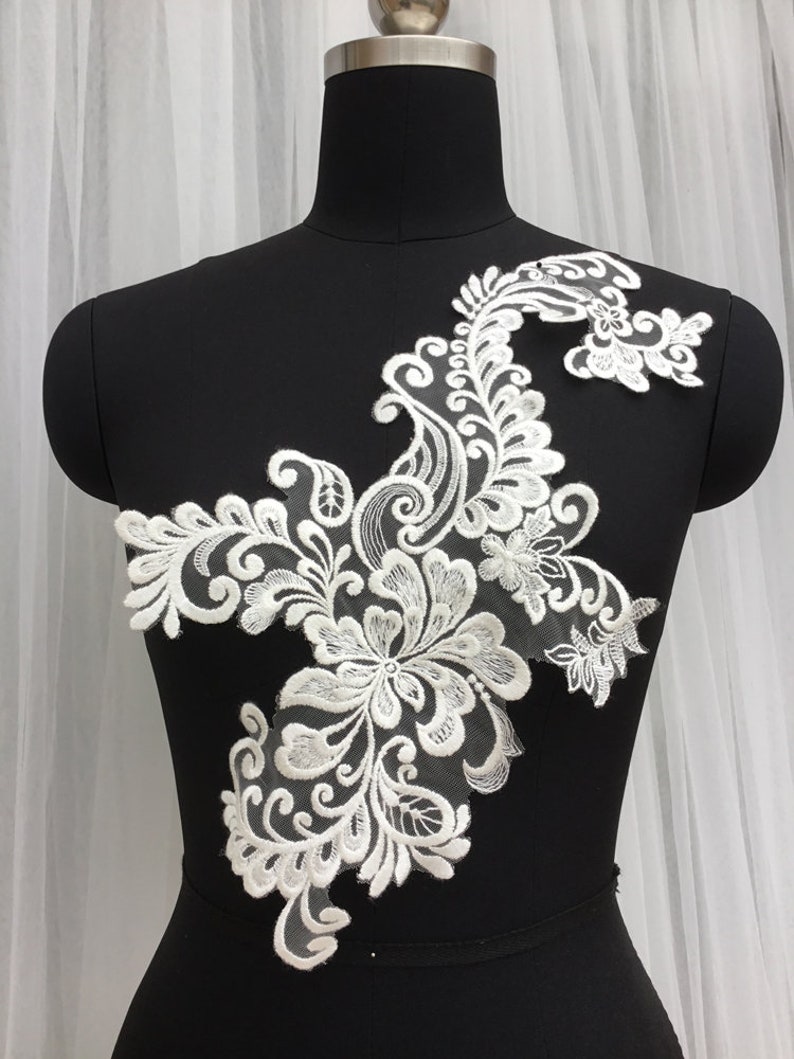 Embroidery Floral Lace Applique / Tulle Flower Lace Applique / Etsy